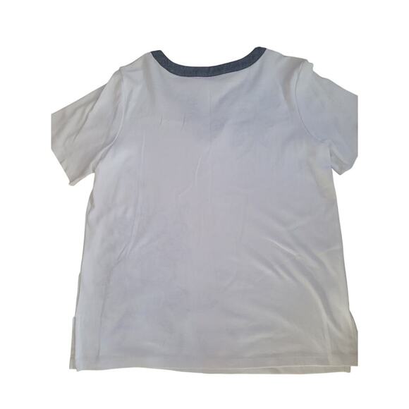 Alfred Dunner Wht/Denim Flower Shirt V Neck Sz M - Picture 6 of 6